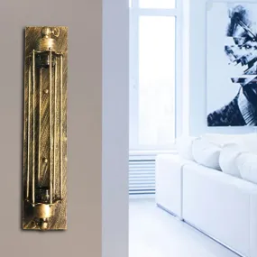 Retro Industrial Wall Sconce Lighting: Linear Wrought Iron Lamp with Cage Shade in Aged Brass