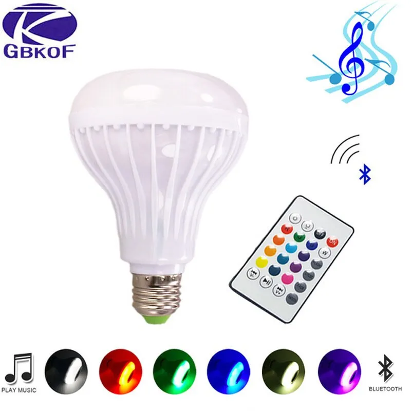 RGB Bluetooth Speaker Smart led Bulb E27 Light 12W Music led display Dimmable Wireless lampada led Lamp with sound sensor ctrl