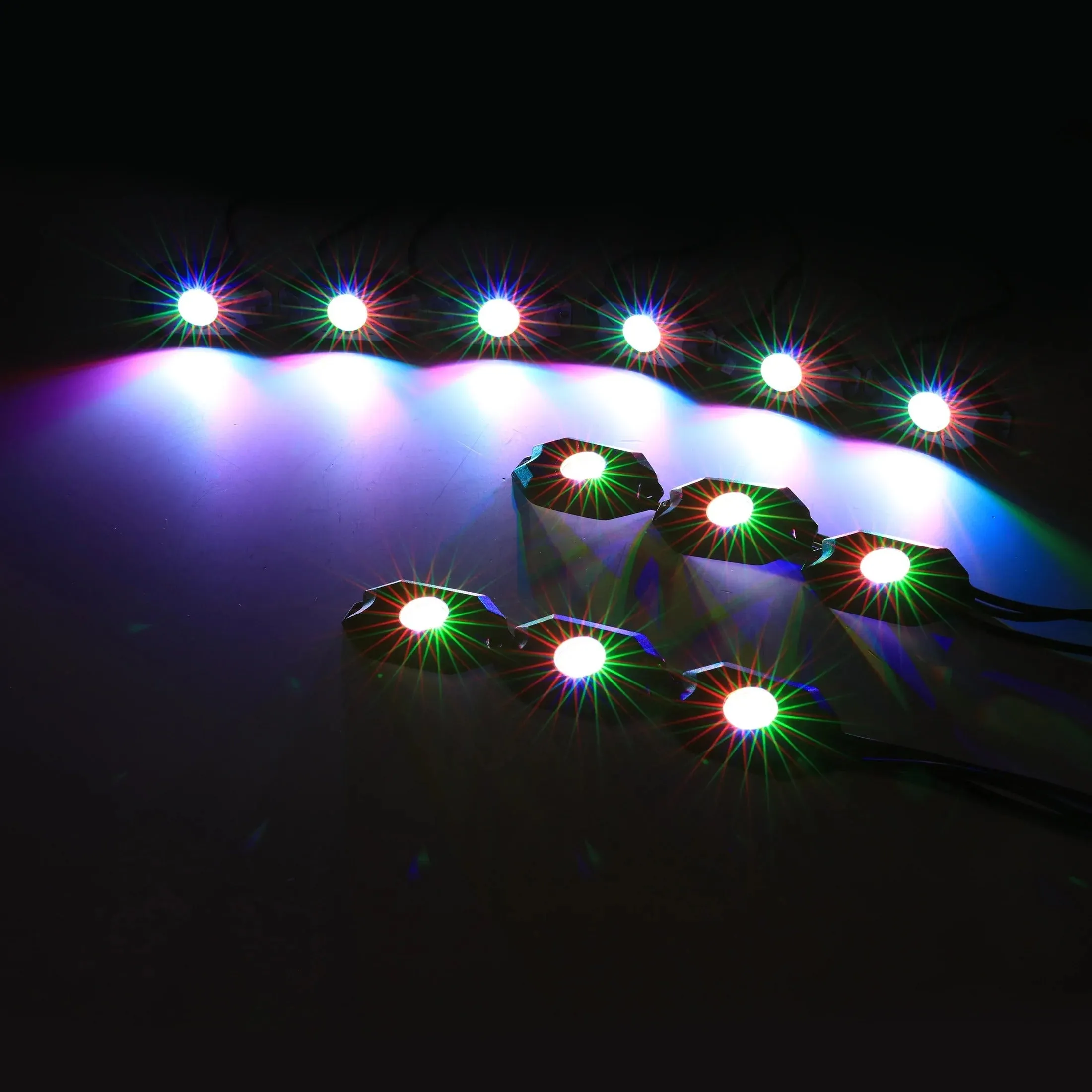 RGB LED Rock Light Set With Bluetooth Controller