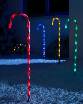 Set of 4 Connectable Candy Cane Pathway Lights, 75 cm