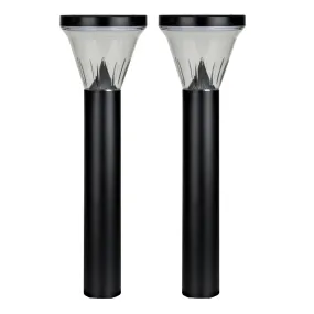 Solar Garden Bollard - 2 Pack Solar Lighting Direct - Surface Mount or Spike