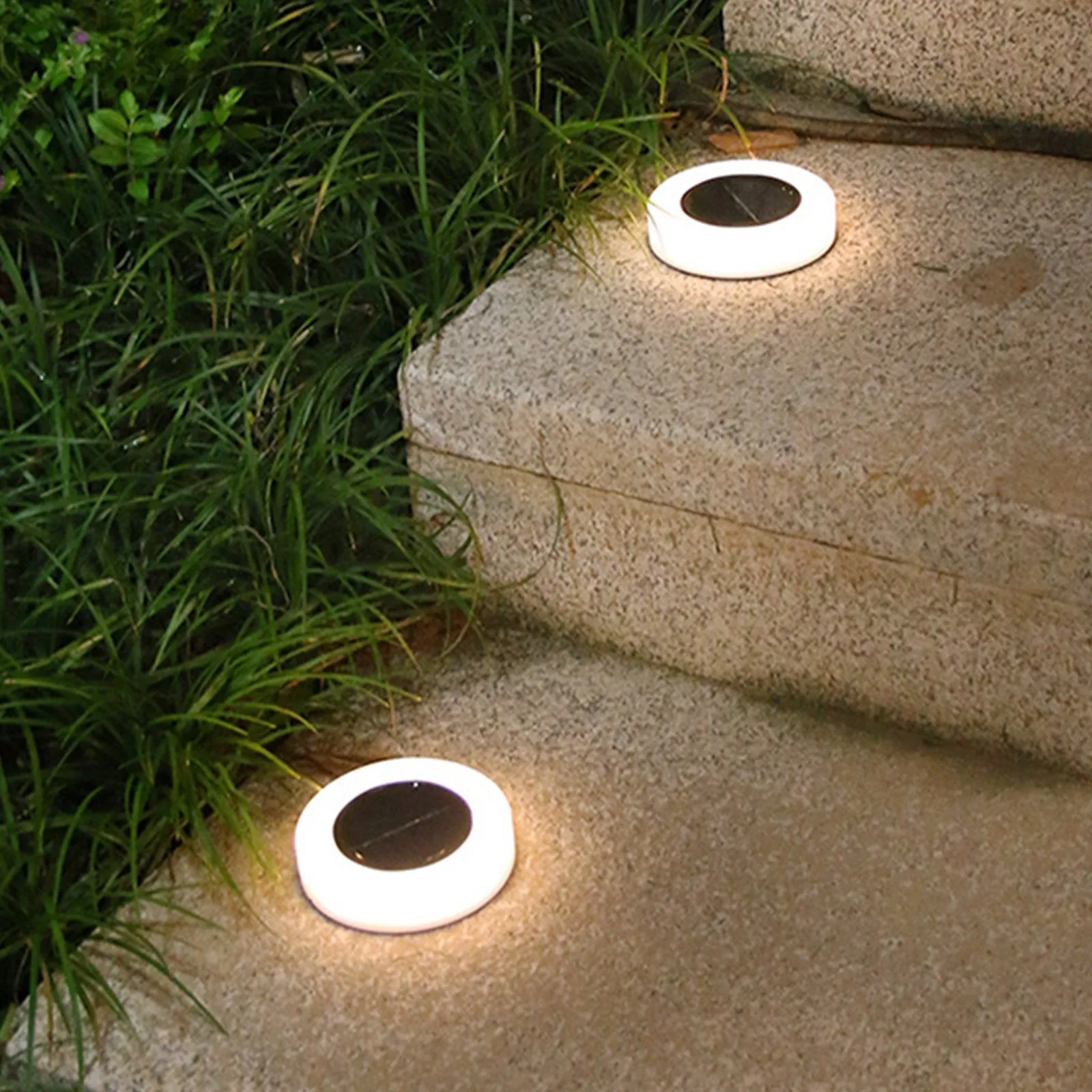 Solar Powered Ground lights, Waterproof LED Solar Lights Outdoor Solar Disk Lights Decorative