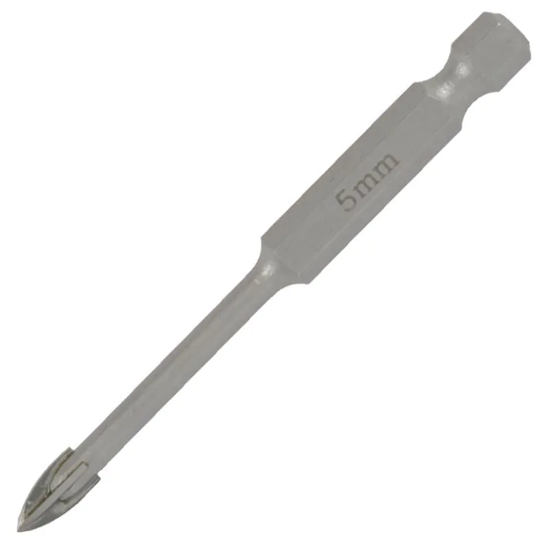 TORK CRAFT GLASS & TILE DRILL 5MM 4 FLUTE WITH HEX SHANK TCGDX005