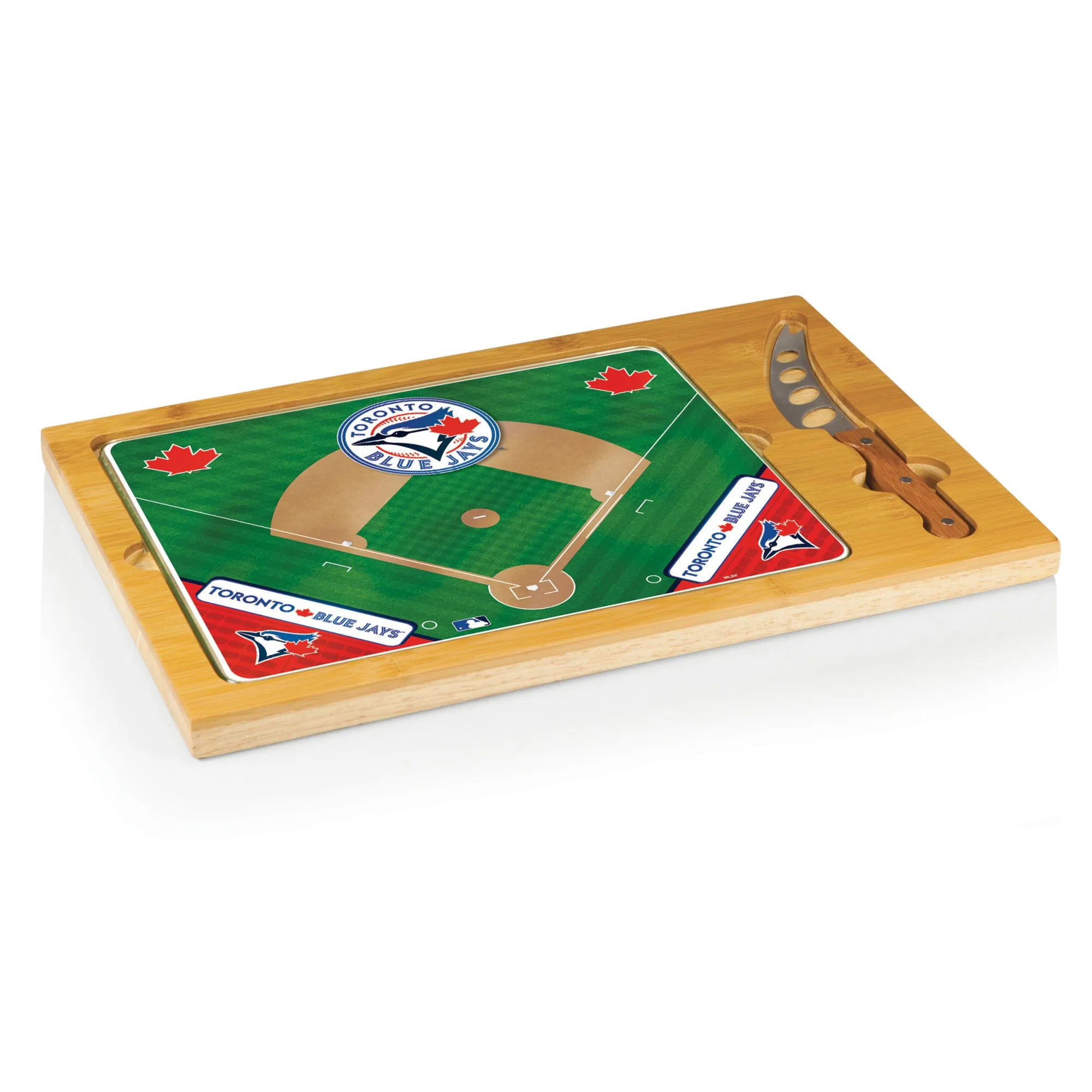 Toronto Blue Jays Baseball Diamond - Icon Glass Top Cutting Board & Knife Set