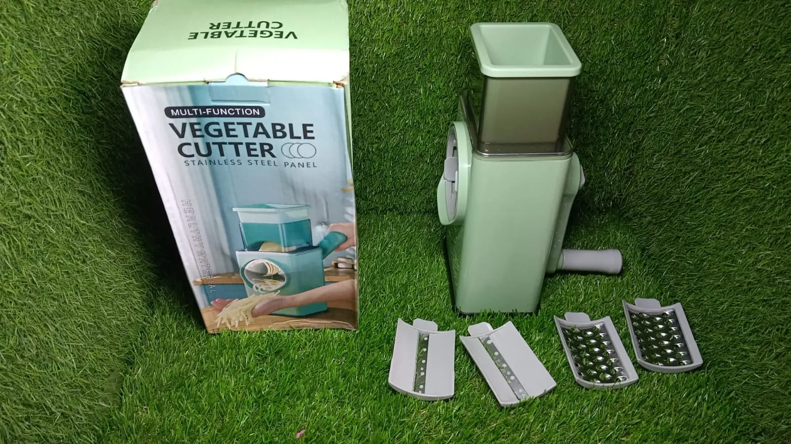 Vegetable Shredder Round Mandolin Slicer, Grater, Shredder Salad Maker - Large Feed Port - Suction Base - Cutter for Vegetable, Fruit, Cookie.