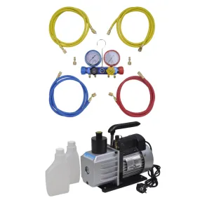 vidaXL Vacuum Pump 50 L/min with 4-way Manifold Gauge Set in Tool Kit