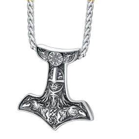 Viking Thor's Hammer Necklace Odin Mjolnir Pendant for Men