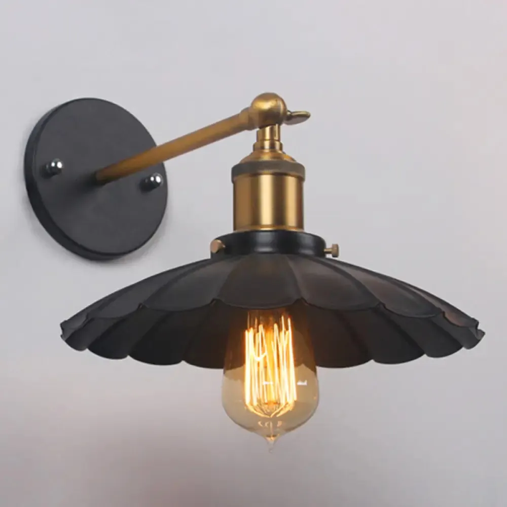 Vintage Metal Black Wall Sconce - Shaded Single Bathroom Lighting Fixture