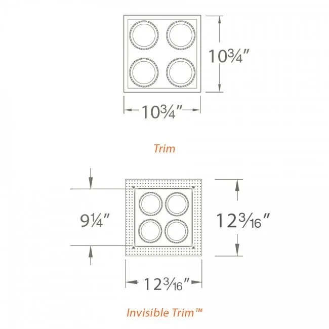 WAC MT-4LD226T 4 Light (2x2) 4" LED Retractable Spot Light -Trim Only