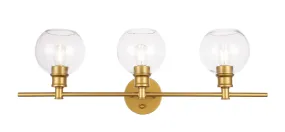 ZC121-LD2318BR - Living District: Collier 3 light Brass and Clear glass Wall sconce