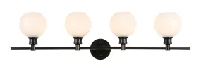 ZC121-LD2323BK - Living District: Collier 4 light Black and Frosted white glass Wall sconce